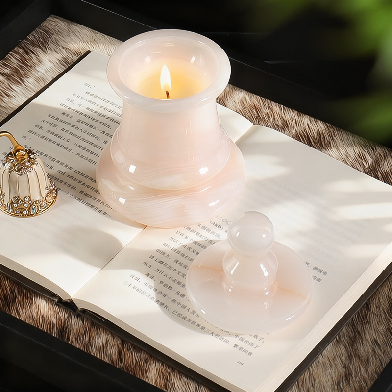 Candle. Queen - Tempat Lilin Kosong Batu Giok Putih